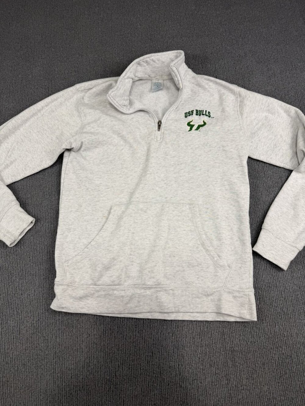 USF Bulls Gray Quarter Zip Pullover Sweatshirt Small Rivalry Threads Mens